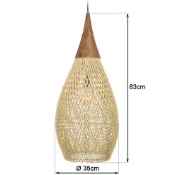 Suspension goutte 35x35cm rotin couleur naturelle et teck FOLELLI