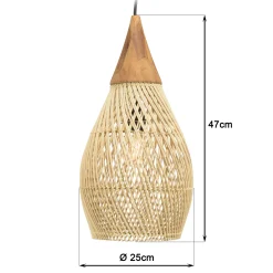 Suspension goutte 25x25cm rotin couleur naturelle et teck FOLELLI