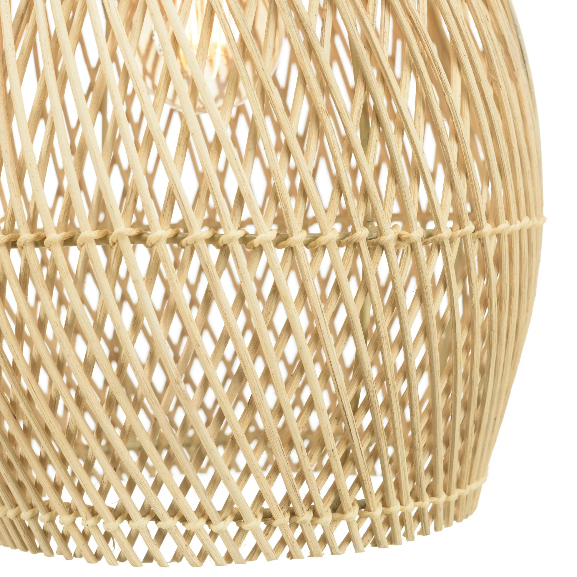 Suspension goutte 25x25cm rotin couleur naturelle et teck FOLELLI