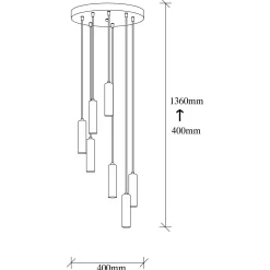 Suspension grappe vintage noir et or 7 lampes SILE