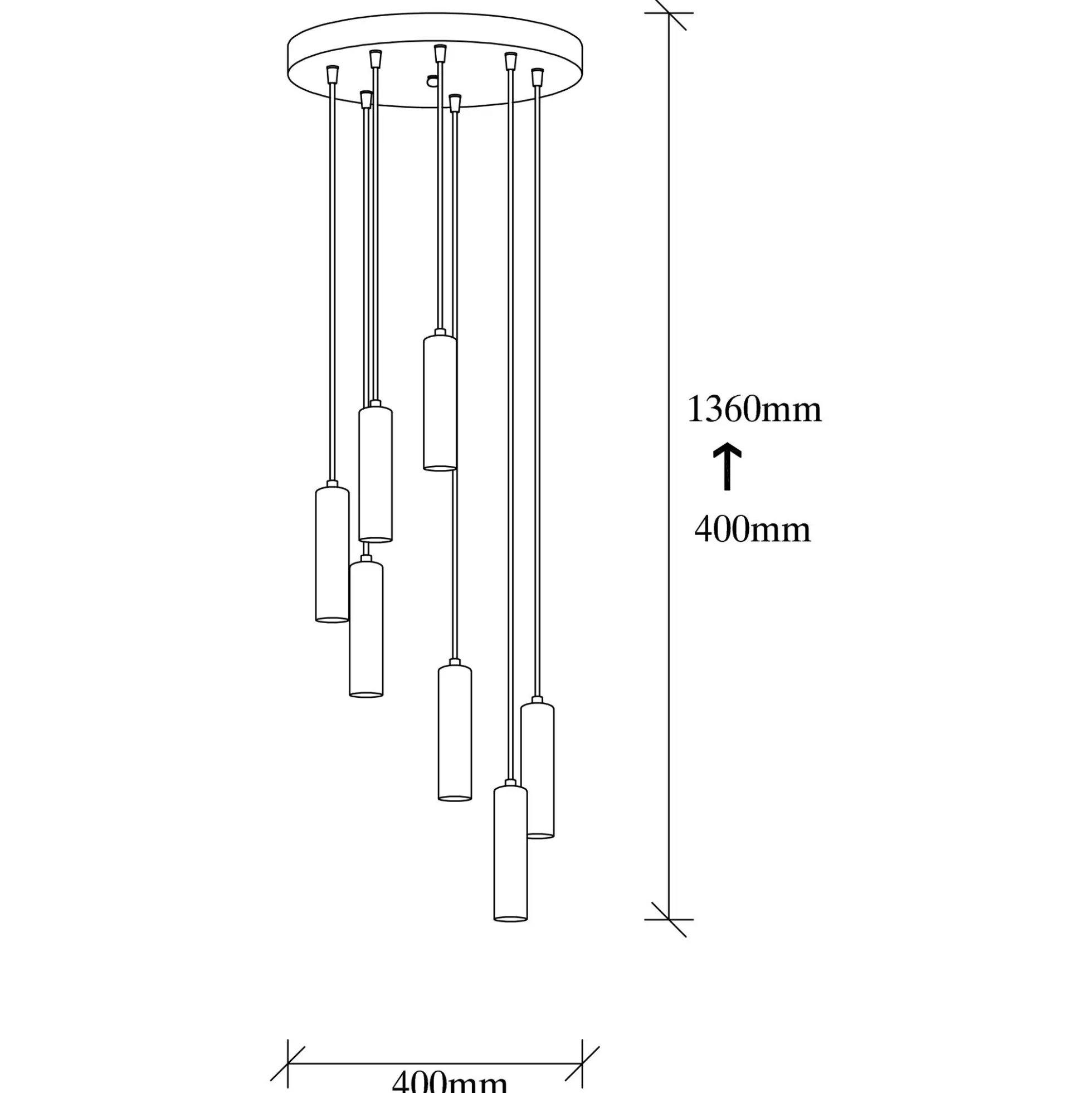Suspension grappe vintage noir et or 7 lampes SILE