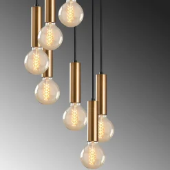 Suspension grappe vintage noir et or 7 lampes SILE