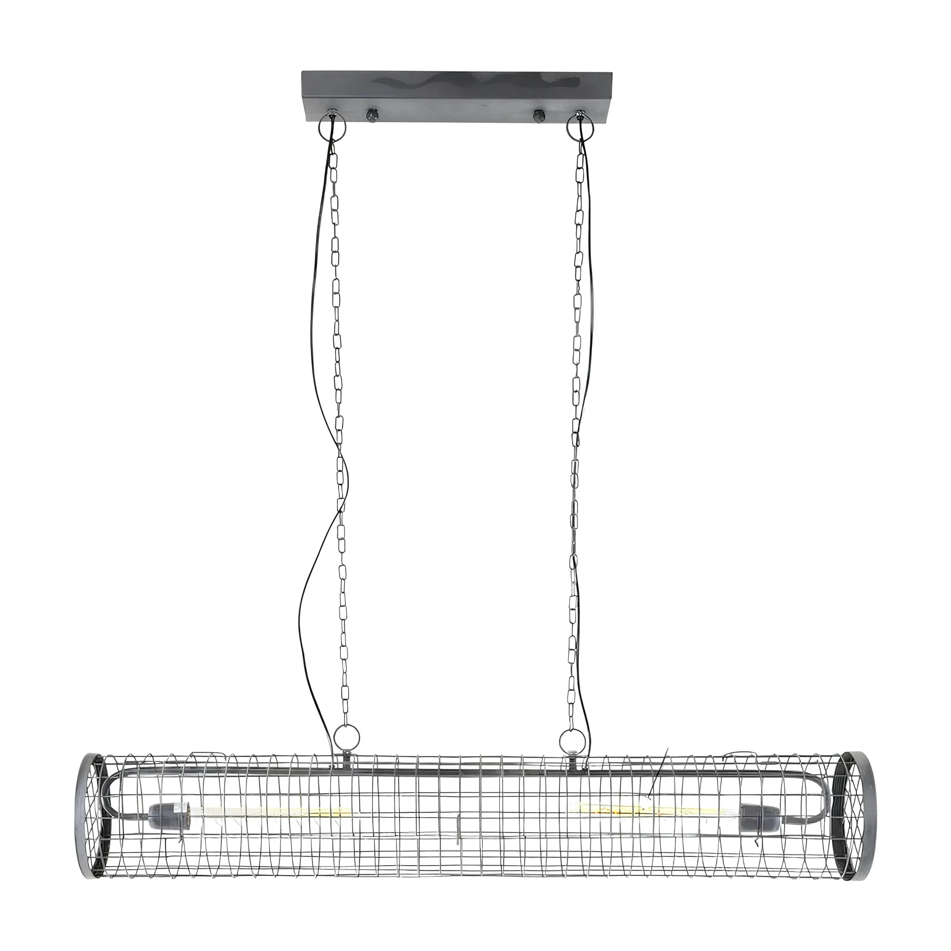 Suspension industrielle cylindre grillagé 2 lampes RALF