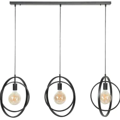 Suspension industrielle 3 lampes anneaux croisés TRIBECA