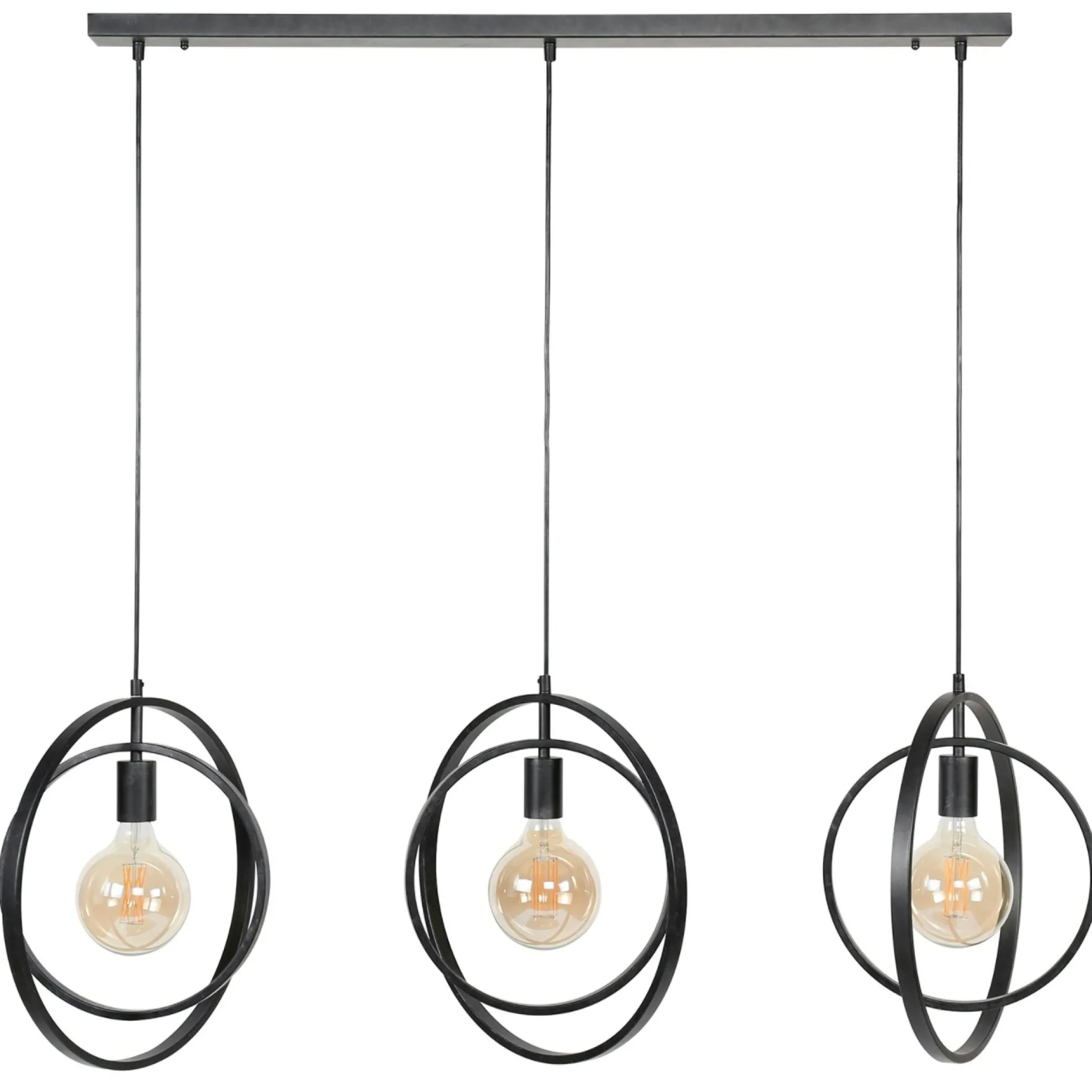 Suspension industrielle 3 lampes anneaux croisés TRIBECA