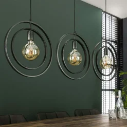 Suspension industrielle 3 lampes anneaux croisés TRIBECA