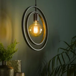 Suspension industrielle 1 lampe anneaux croisés TRIBECA