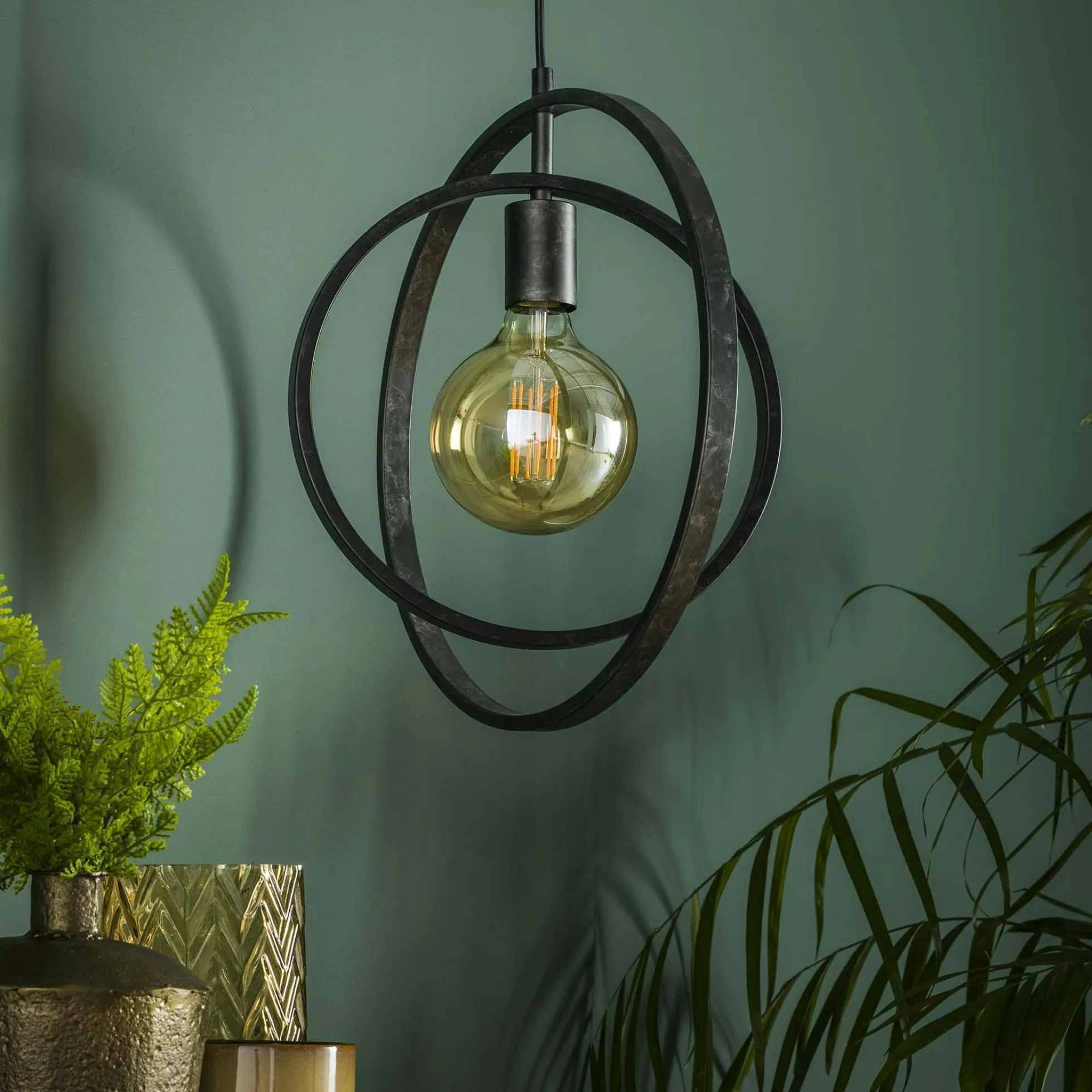 Suspension industrielle 1 lampe anneaux croisés TRIBECA