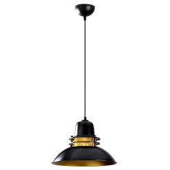 Suspension industrielle métal noir & doré, avec grille SILE