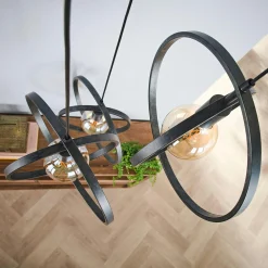Suspension industrielle étagée 3 lampes anneaux croisés TRIBECA