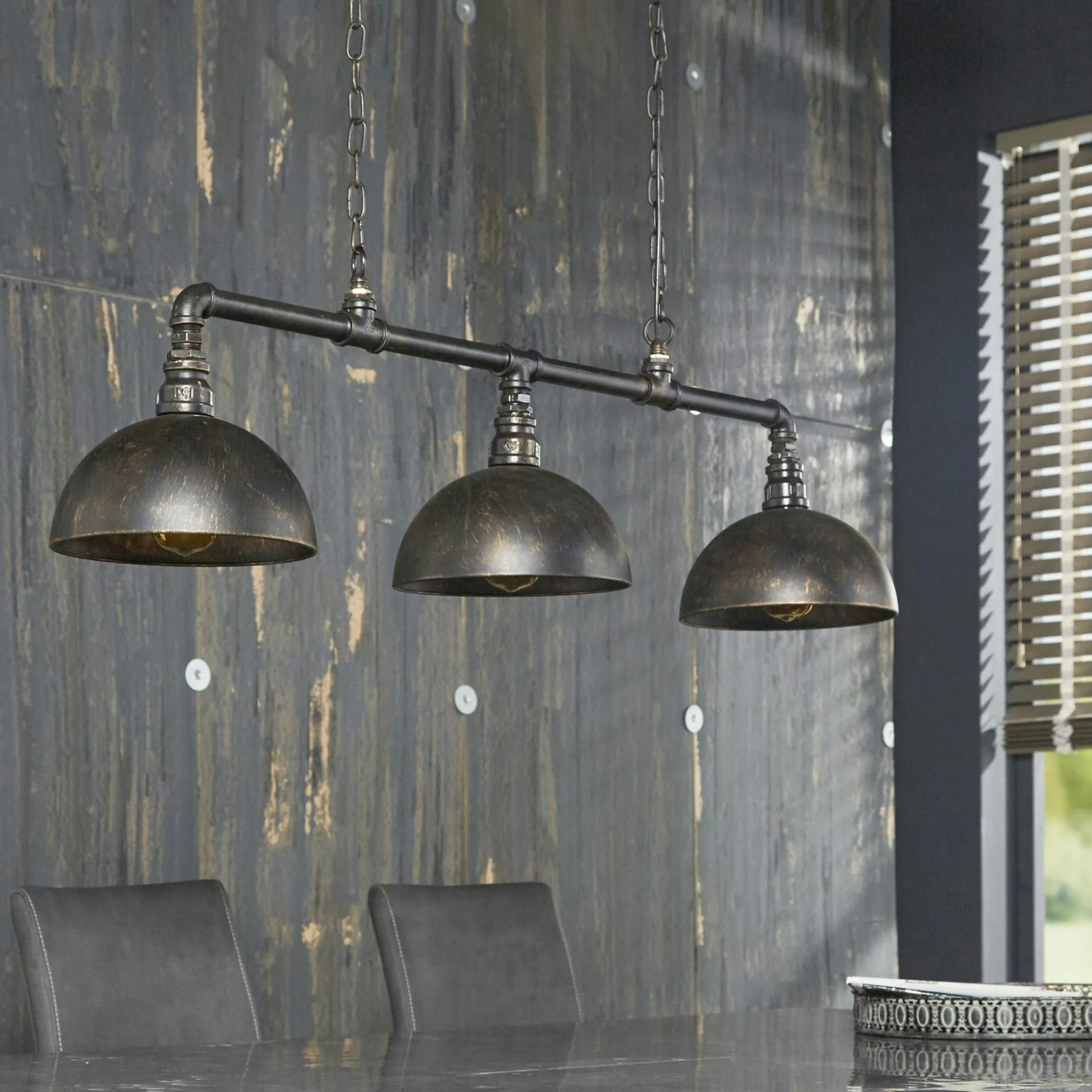 Suspension industrielle tuyau 3 demi-globes TRIBECA