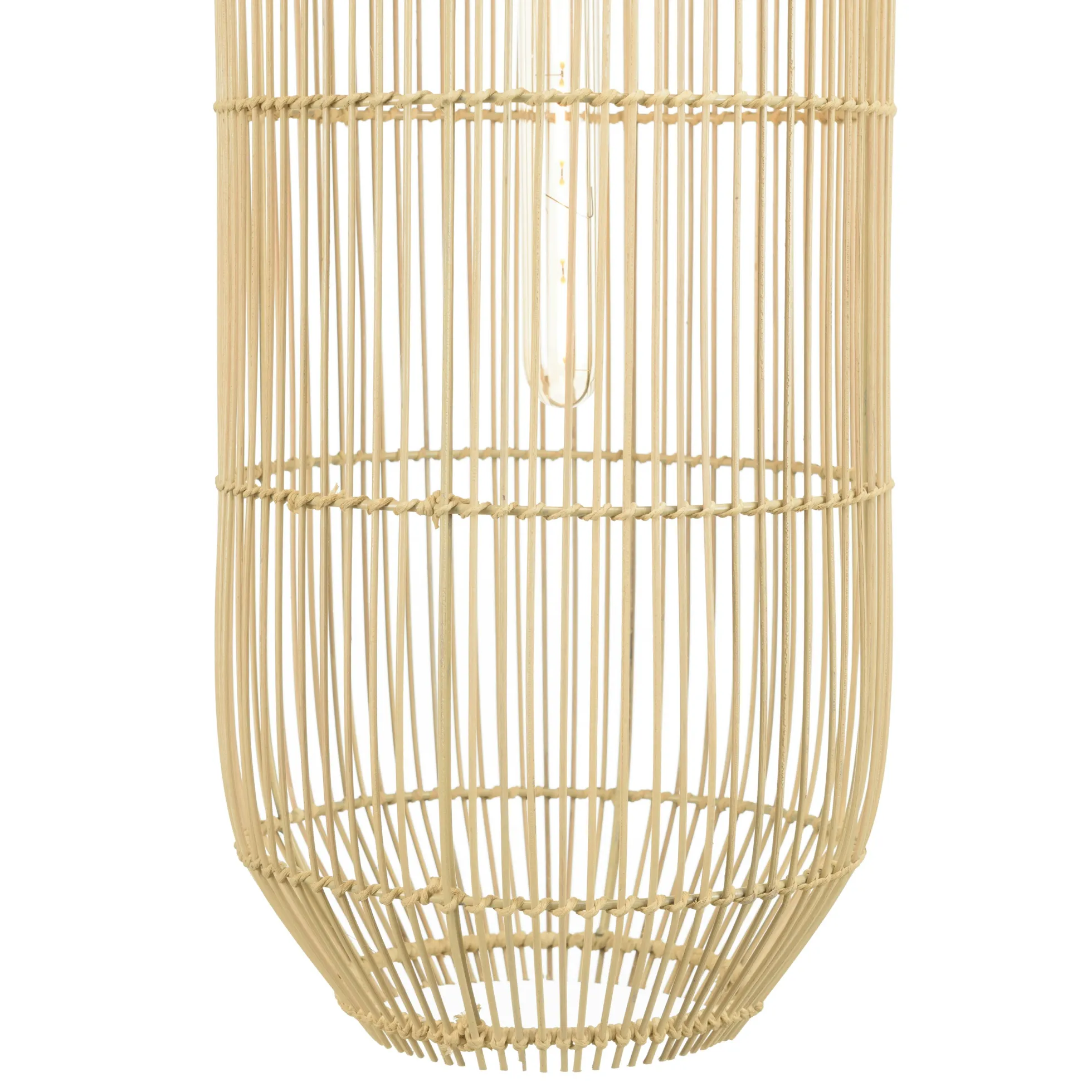 Suspension longue 25x25cm rotin couleur naturelle et teck FOLELLI
