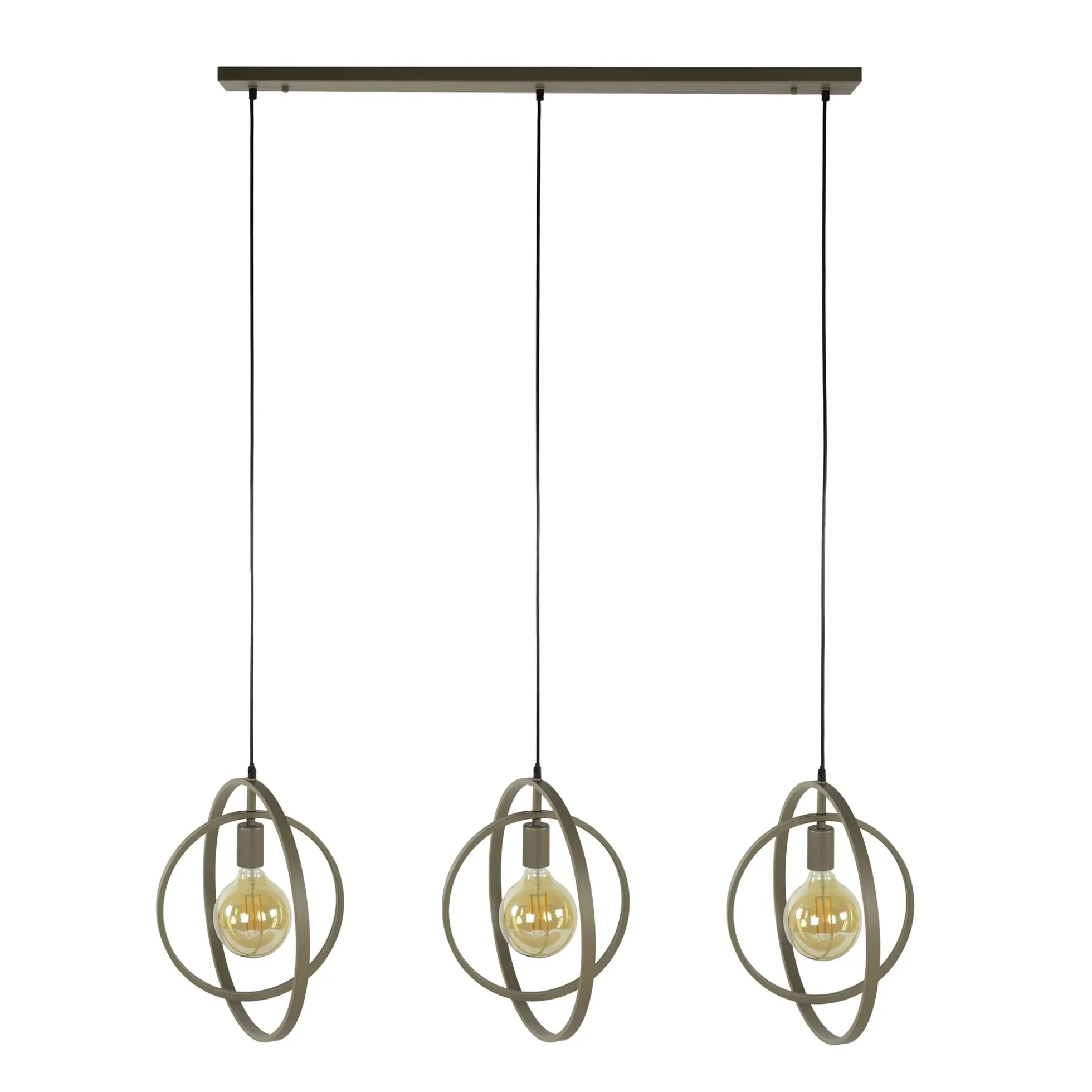 Suspension îlot beige mat, 3 anneaux pivotants métal TRIBECA