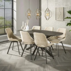 Suspension îlot beige mat, 3 anneaux pivotants métal TRIBECA
