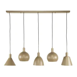 Suspension îlot cuisine 5 abat-jour métal beige TRIBECA