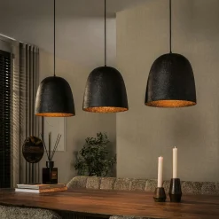 Suspension îlot cuisine 3 abat-jour brun vintage RALF