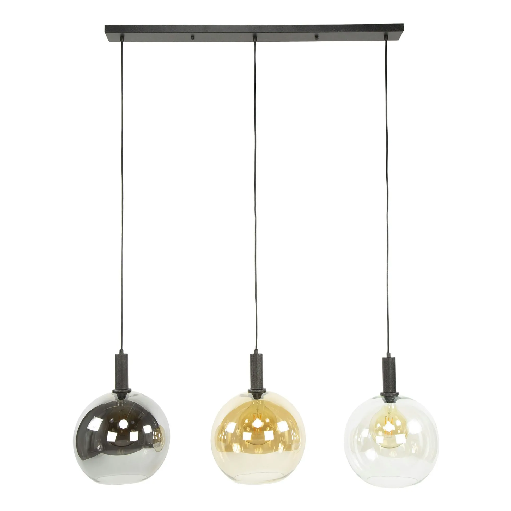 Suspension îlot cuisine 3 globes multicolores NOVA