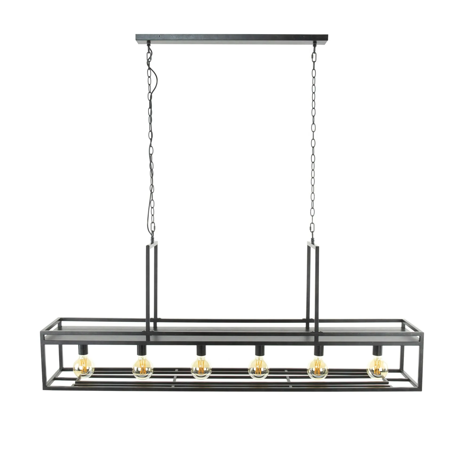 Suspension îlot cuisine 6 lampes avec support verres à pied, finition charbon RALF