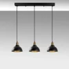 Suspension îlot cuisine – 3 lampes noir et or SILE