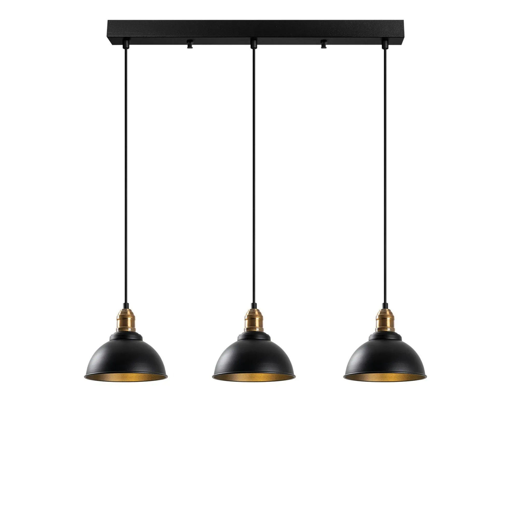 Suspension îlot cuisine – 3 lampes noir et or SILE