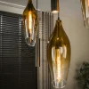 Suspension îlot cuisine verre fumé métal bronze 7 lampes NIAGARA