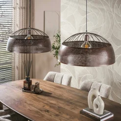 Suspension îlot cuisine vintage métal cuivré 2 lampes RALF