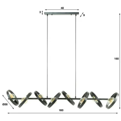 Suspension luminaire 8 anneaux RALF