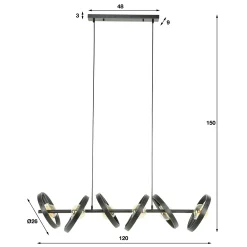 Suspension luminaire 6 anneaux RALF