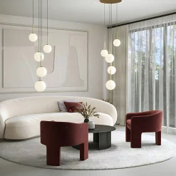 Suspension moderne blanche - 5 globes en grappe DELTONA