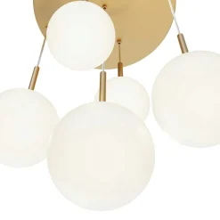 Suspension moderne blanc & or - 5 globes en grappe DELTONA