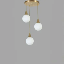 Suspension moderne dorée 3 globes verre dépoli SIERRE