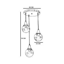 Suspension moderne dorée 3 globes verre ambré SIERRE