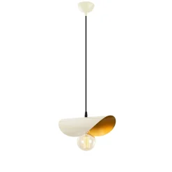 Suspension moderne en métal plié crème & doré SINOP