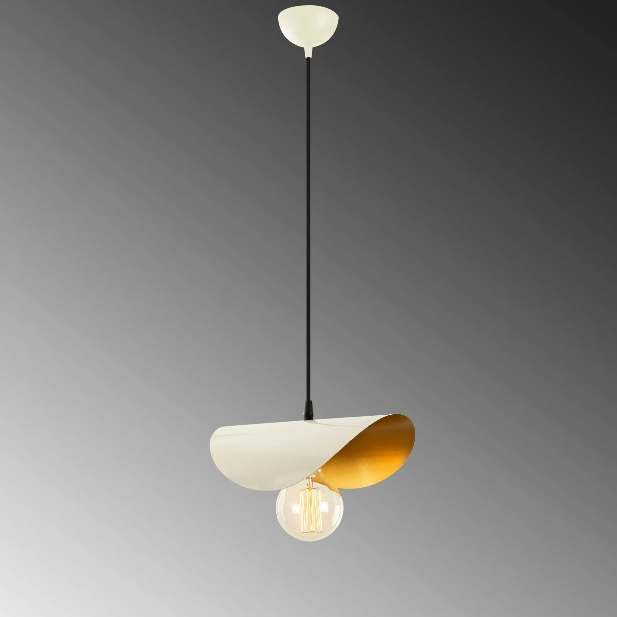 Suspension moderne en métal plié crème & doré SINOP