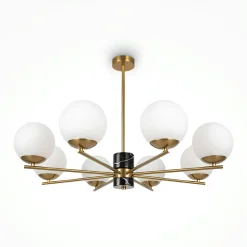Suspension moderne – 8 globes & marbre noir DELTONA