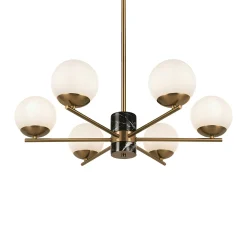 Suspension moderne – 6 globes & marbre noir DELTONA