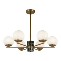 Suspension moderne – 6 globes & marbre noir DELTONA