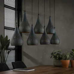 Suspension moderne goutte 7 lampes ajourées RALF