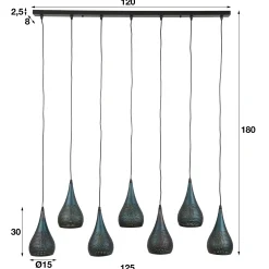 Suspension moderne goutte 7 lampes ajourées RALF