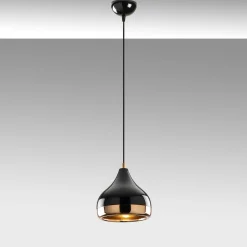 Suspension moderne laquée noire et cuivre, forme goutte SILE