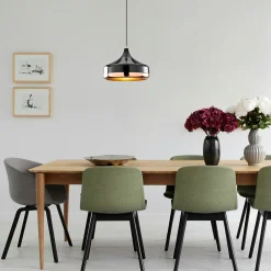 Suspension moderne noire et cuivre forme évasée SILE