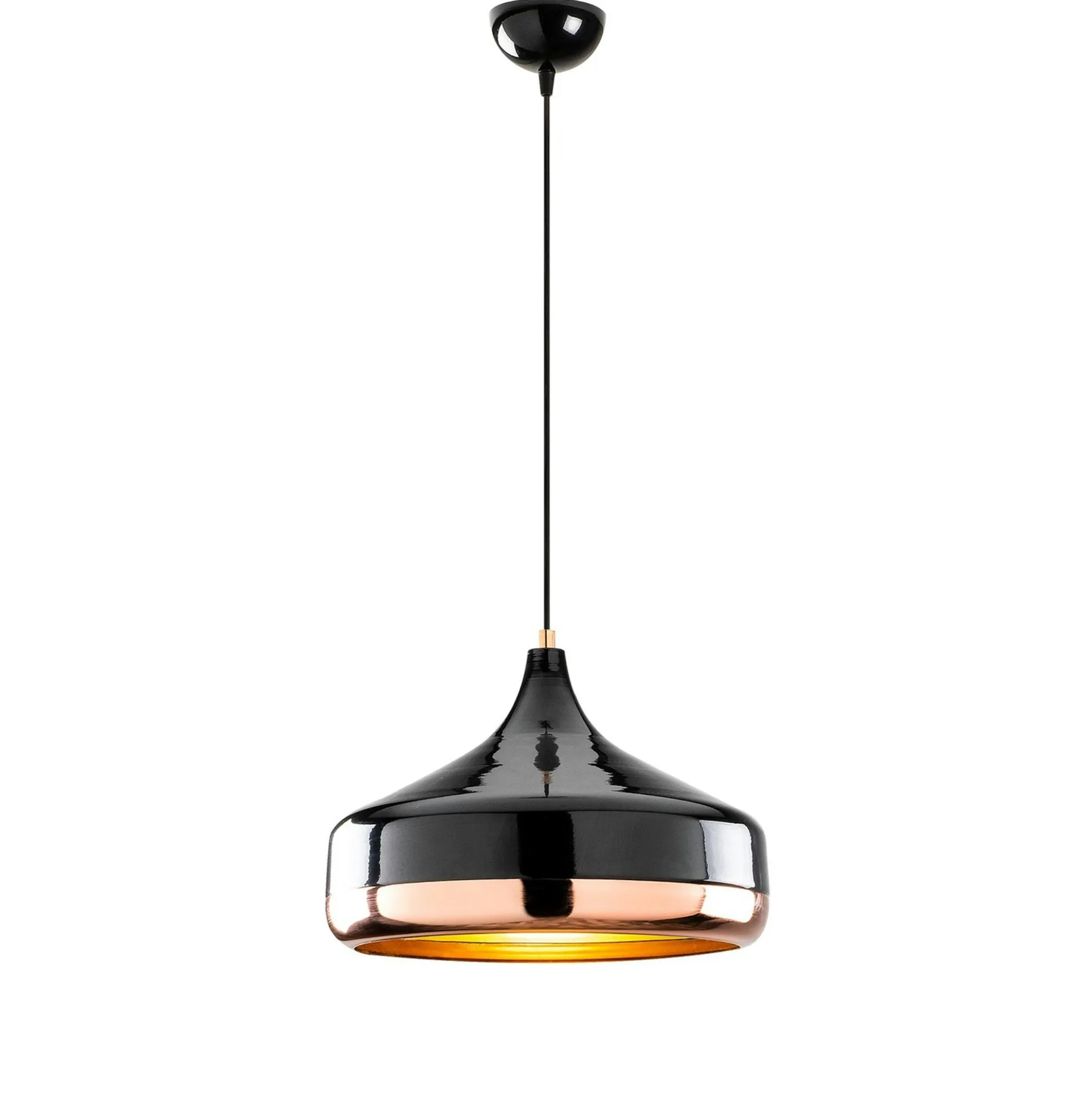 Suspension moderne noire et cuivre forme évasée SILE
