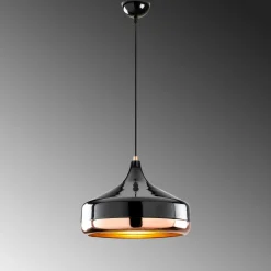 Suspension moderne noire et cuivre forme évasée SILE