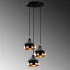 Suspension moderne noire et cuivre 3 abat-jour SILE