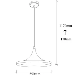 Suspension moderne noire mate câble rouge, forme évasée SILE