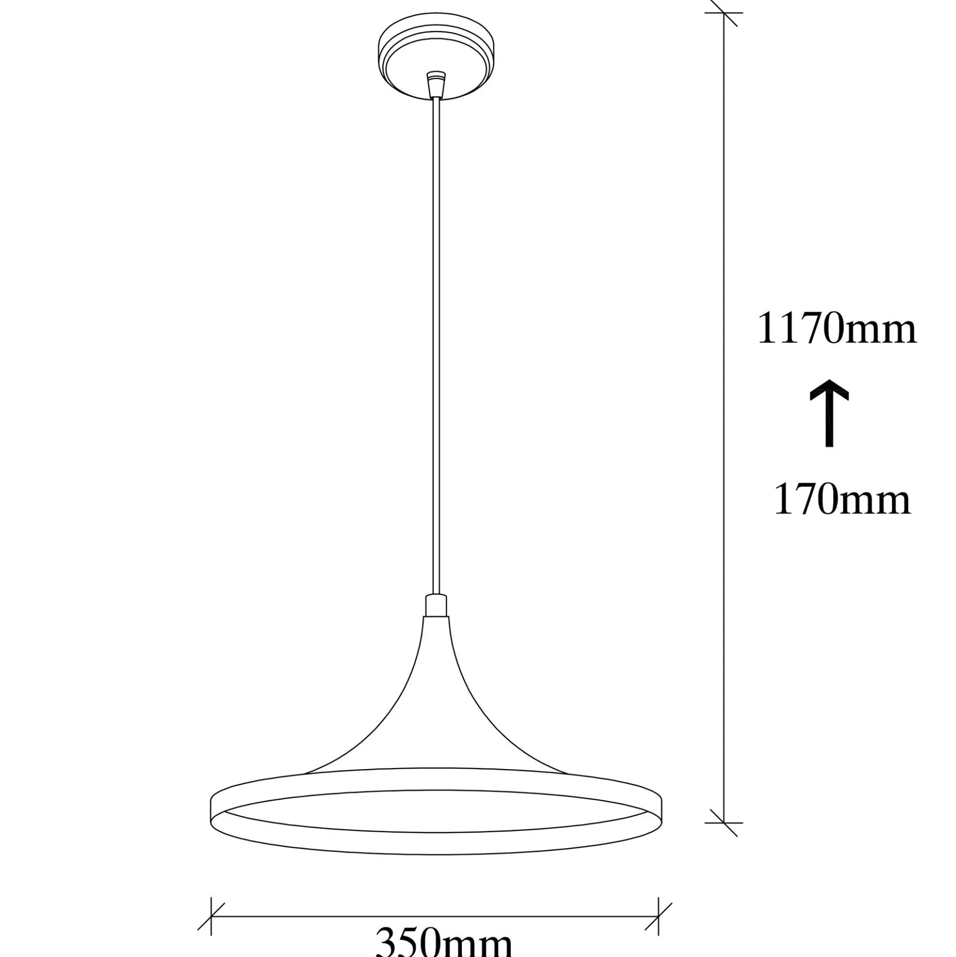 Suspension moderne noire mate câble rouge, forme évasée SILE