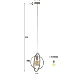 Suspension métal beige 1 anneau pivotant TRIBECA