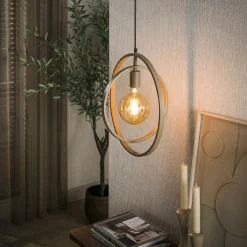 Suspension métal beige 1 anneau pivotant TRIBECA