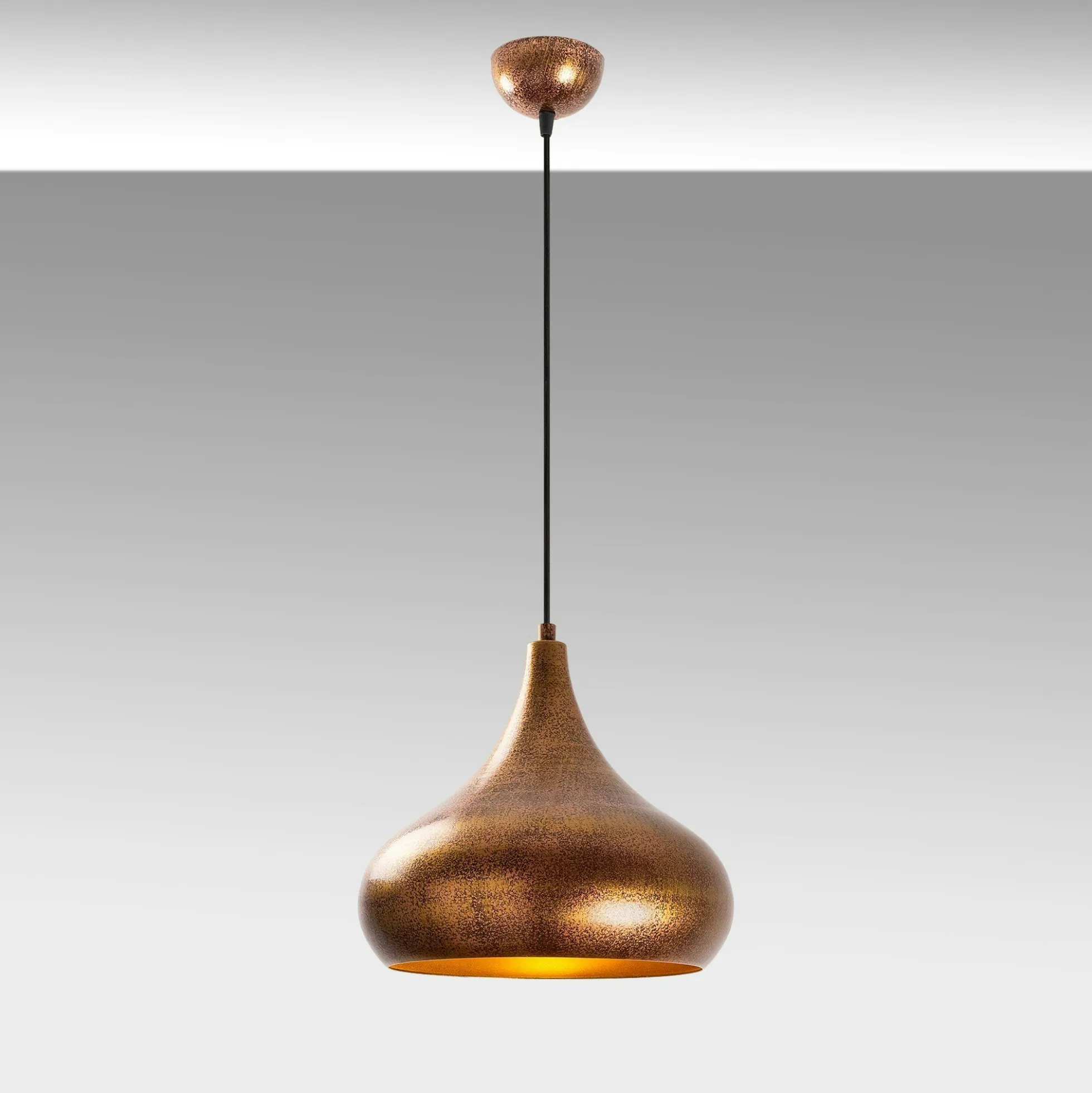 Suspension métal effet cuivre brossé – forme goutte SILE