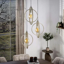 Suspension multiple beige 3 anneaux pivotants TRIBECA